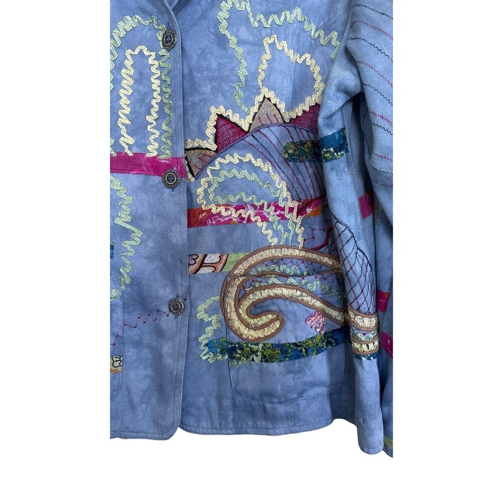 Norm Thompson Women’s Sz XL Embroidered Jacket Fun Pattern Ric Rac Patchwork - Picture 4 of 7